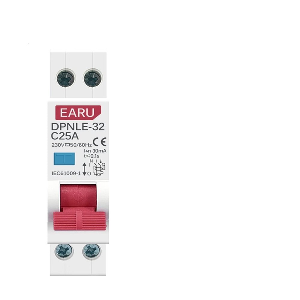 25A 18MM Mini 230V 50/60Hz RCBO 1P+N 6KA Residual Current Differential Automatic Circuit Breaker Over Current Leakage Protection