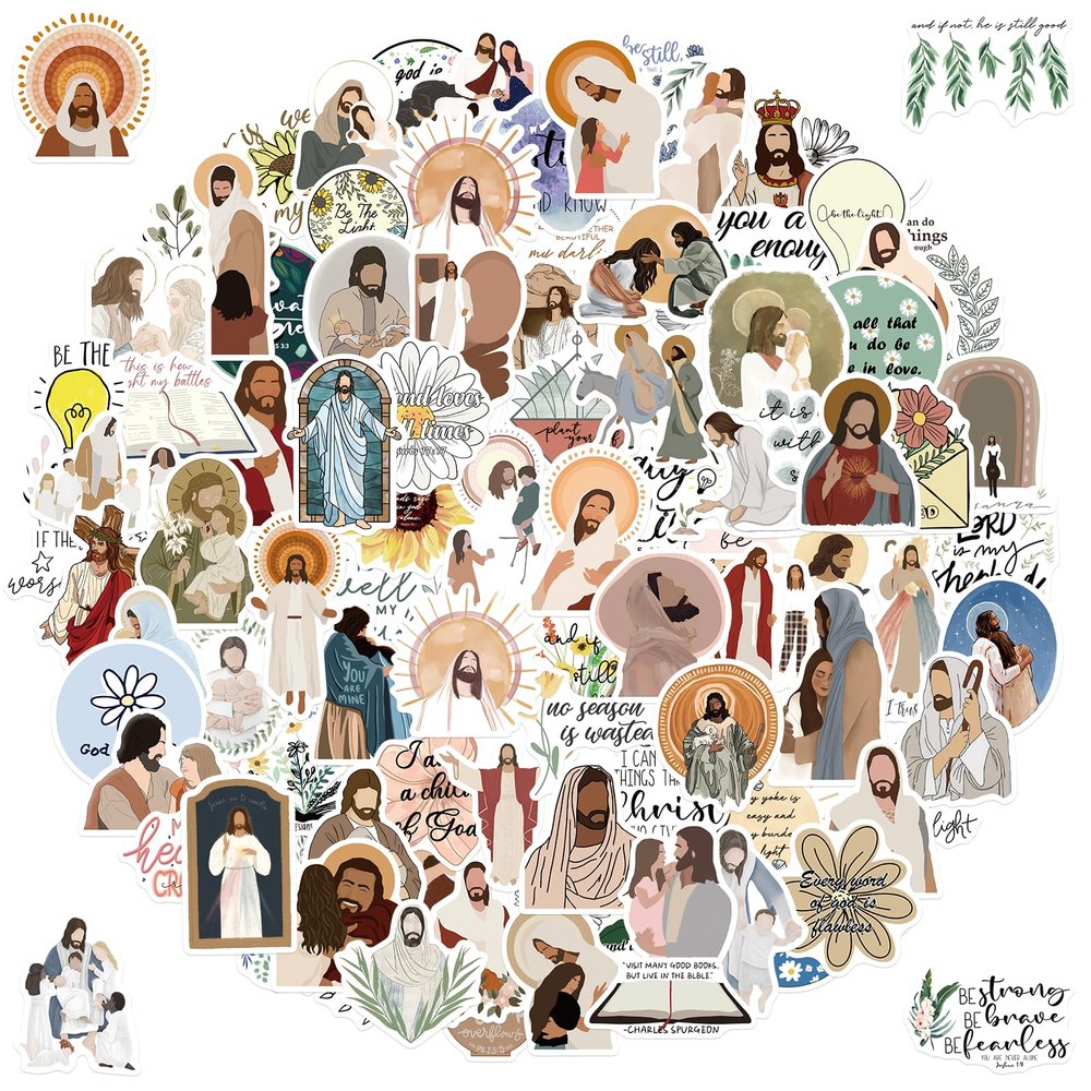 100Pcs Christian Stickers for Water Bottles, Jesus Bible Verse Stickers Religious Faith Motivational Stickers for Laptops, Phone Cases, Planners, Journaling, Scrapbooks Christian Gifts
