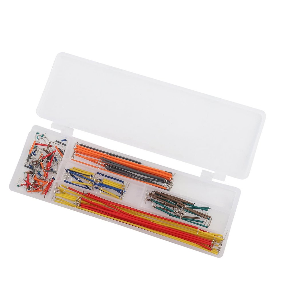 Respicefinem 140pcs U Shape Solderless Breadboard Jumper Cable Wire Kit Jumper Wires Hookup Wires with a Clear Storage Box, for DIY Circuit Boards, Industrial Instrumentation