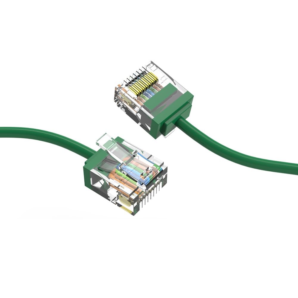 Futureonics Ultra Slim Cat6A Cable 5 FT (5 Pack) Networking, Super Slim CAT 6 Ethernet Patch Cord, 10Gigabit Super Thin RJ45 Connector Internet Cable for PC, Mac, Laptop, PS5, PS4, Xbox - Green