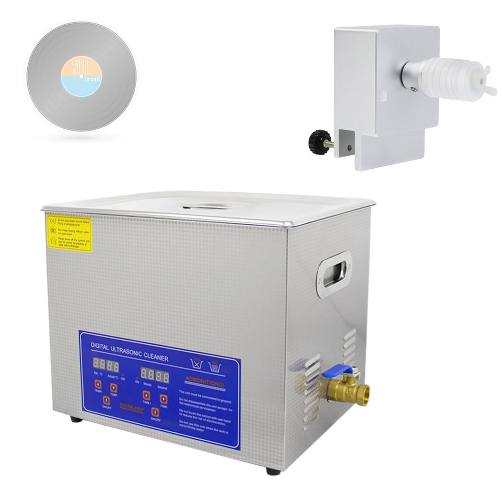 LP Record Label Saver, for Vinyl Records 6L, 40 kHz 4 Discs Professional with Digital Timer and Heating Element for Jewelry Glasses