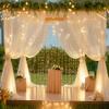 10ft x 10ft Champagne Chiffon Backdrop Curtain with Lights String for Parites Wedding Wrinkle Free Curtain Photo Backdrops Drapes for Baby Shower Birthday Party Home Decorations view 2