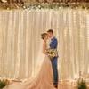 10ft x 10ft Champagne Chiffon Backdrop Curtain with Lights String for Parites Wedding Wrinkle Free Curtain Photo Backdrops Drapes for Baby Shower Birthday Party Home Decorations view 3