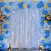 10ft x 10ft Baby Blue Chiffon Backdrop Curtain with Lights String for Parites Wedding Light Blue Curtains Photo Backdrop Drapes for Baby Shower Birthday Party Home Decorations view 4
