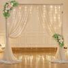 10ft x 7ft Champagne Chiffon Backdrop Curtain with Lights String for Parites Wedding Wrinkle Free Curtain Photo Backdrops Drapes for Baby Shower Birthday Party Home Decorations view 3