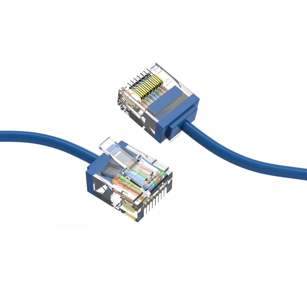 Futureonics Ultra Slim Cat6A Cable 1 FT (5 Pack) Networking, Super Slim CAT 6 Ethernet Patch Cord, 10Gigabit Super Thin RJ45 Connector Internet Cable for PC, Mac, Laptop, PS5, PS4, Xbox - Blue