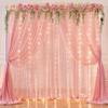 10ft x 7ft Baby Pink Chiffon Backdrop Curtain with Lights String for Parites Wedding Wrinkle Free Curtain Photo Backdrops Drapes for Baby Shower Birthday Party Home Decorations view 2