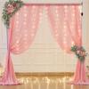 10ft x 7ft Baby Pink Chiffon Backdrop Curtain with Lights String for Parites Wedding Wrinkle Free Curtain Photo Backdrops Drapes for Baby Shower Birthday Party Home Decorations view 3