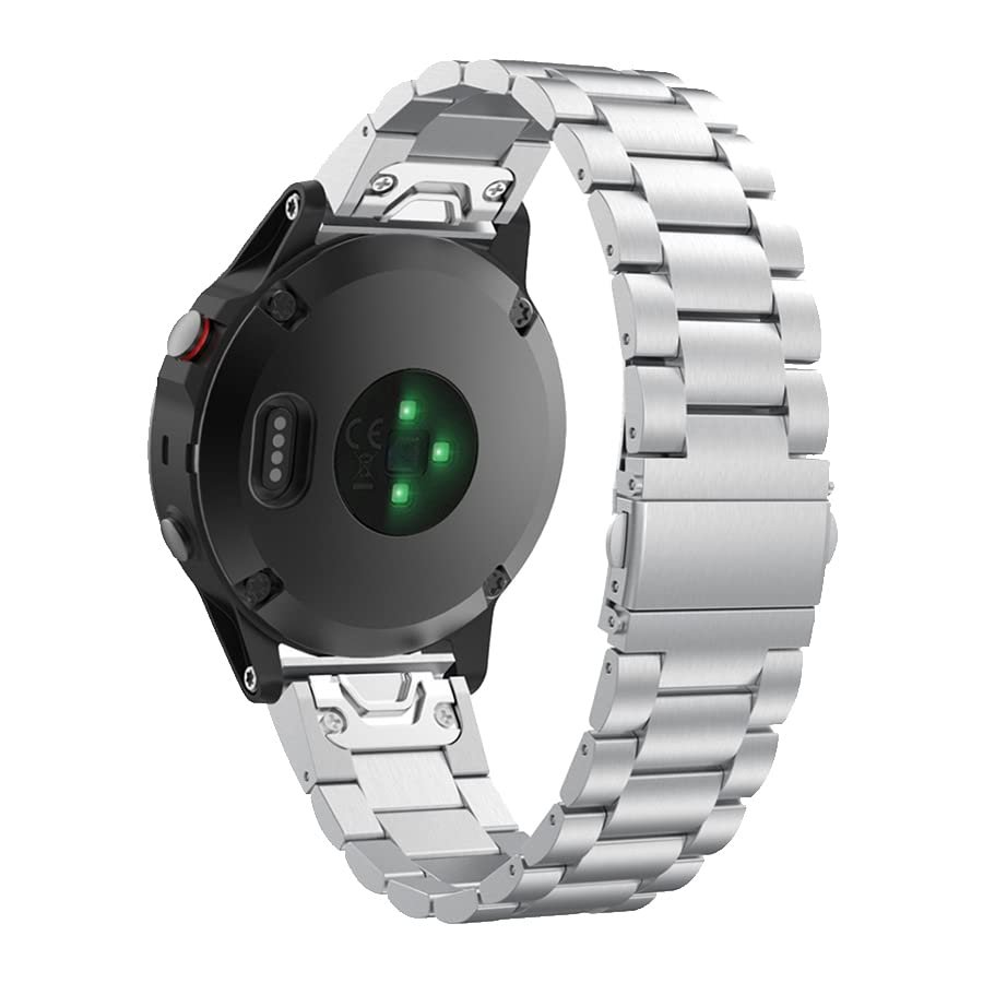 AMSOH 26 22 20mm Watchband for Garmin Fenix 7X 7 7s 5X 5 Plus 3 3HR 6 6X Pro 935 Watch Quick Release Metal Stainless Steel Band Strap (Color : Silver, Size : 20mm Fenix 6S 5S 7s)