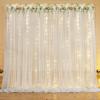 10ft x 7ft Cream White Chiffon Backdrop Curtain with Lights String for Parites Wedding Wrinkle Free Curtain Photo Backdrops Drapes for Baby Shower Birthday Party Home Decorations view 1