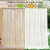 10ft x 7ft Cream White Chiffon Backdrop Curtain with Lights String for Parites Wedding Wrinkle Free Curtain Photo Backdrops Drapes for Baby Shower Birthday Party Home Decorations view 4