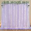 10ft x 7ft Lavender Chiffon Backdrop Curtain with Lights String for Parites Wedding Wrinkle Free Curtain Photo Backdrops Drapes for Baby Shower Birthday Party Home Decorations view 1