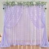 10ft x 7ft Lavender Chiffon Backdrop Curtain with Lights String for Parites Wedding Wrinkle Free Curtain Photo Backdrops Drapes for Baby Shower Birthday Party Home Decorations view 2
