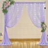 10ft x 7ft Lavender Chiffon Backdrop Curtain with Lights String for Parites Wedding Wrinkle Free Curtain Photo Backdrops Drapes for Baby Shower Birthday Party Home Decorations view 3