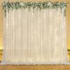 10ft x 7ft Ivory Chiffon Backdrop Curtain with Lights String for Parites Wedding Wrinkle Free Curtain Photo Backdrops Drapes for Baby Shower Birthday Party Home Decorations view 1