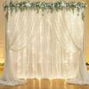 10ft x 7ft Ivory Chiffon Backdrop Curtain with Lights String for Parites Wedding Wrinkle Free Curtain Photo Backdrops Drapes for Baby Shower Birthday Party Home Decorations view 2