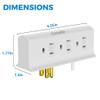 6 Outlets Splitter, 6-Outlet with Sliding Safety Covers, Grounded Side Access Outlet Extender Wall Tap, 3-Prong, Multiple Plug, Vertical Power Strip, White Adapter, 125V 15A 1875W view 2