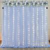 10ft x 7ft Baby Blue Chiffon Backdrop Curtain with Lights String for Parites Wedding Light Blue Curtain Photo Backdrop Drapes for Baby Shower Birthday Party Home Decorations view 1