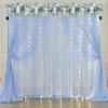 10ft x 7ft Baby Blue Chiffon Backdrop Curtain with Lights String for Parites Wedding Light Blue Curtain Photo Backdrop Drapes for Baby Shower Birthday Party Home Decorations view 3