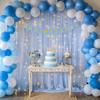 10ft x 7ft Baby Blue Chiffon Backdrop Curtain with Lights String for Parites Wedding Light Blue Curtain Photo Backdrop Drapes for Baby Shower Birthday Party Home Decorations view 4