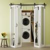 CRUTOP 80" x 84" Paintable Bifold Barn Doors and Hardware Included, Full Length High-Definition Mirror Bi Fold Barn Door, Easy Setup Pre-Assembled MDF Panels Bifold Barn Closet Doors view 1