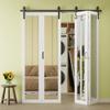 CRUTOP 80" x 84" Paintable Bifold Barn Doors and Hardware Included, Full Length High-Definition Mirror Bi Fold Barn Door, Easy Setup Pre-Assembled MDF Panels Bifold Barn Closet Doors view 2