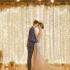 10ft x 10ft Ivory Chiffon Backdrop Curtain with Lights String for Parites Wedding Wrinkle Free Curtain Photo Backdrops Drapes for Baby Shower Birthday Party Home Decorations view 3