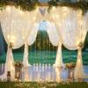 10ft x 10ft Ivory Chiffon Backdrop Curtain with Lights String for Parites Wedding Wrinkle Free Curtain Photo Backdrops Drapes for Baby Shower Birthday Party Home Decorations view 4