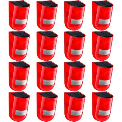 Qualirey 16 Pack Solar Sound and Light Alarm Motion Sensor 129db Outdoor Security Siren Waterproof Motion Activated Detector Alarm 6 LEDs Flash Warning Strobe System for Home, Farm (Red)