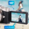 Yunseity 68MP Digital Camera, 4K Vlogging Camera with 20X Digital Zoom, Autofocus Compact Camera with 180 Flip Screen, Wide Angle Lens, for Kids Teens Beginner Adult Travel (Black) view 3
