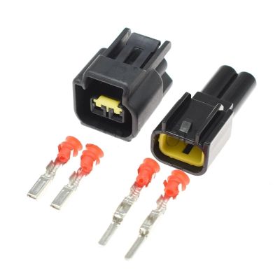 TakenE 1 Set Black snowy 2 Pin Way Male Female High Voltage Ignition Coil Plug Connector FW-C-2M-B FW-C-2F-B (Color : Male female black)