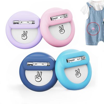 Air Tag Holder for Kids (4 Pack), Hidden GPS Tracker Case with Invisible Pin for Airtag Gen 2/1, Silicone Protective Cover for Toddlers, Children,Elderly, Cloth, Pants(Dark Blue+Sky Blue+Pink+Purple)