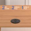 Fadossu Desktop Power Grommet - Set of 2,3-inch,20W USB C Fast Charging,Fits 3-1/8" Holes.Round Recessed Power Strip Flush Mount Desk Grommet Outlet,2-AC Outlet,3-USB Port,5 ft Cord,Black view 4