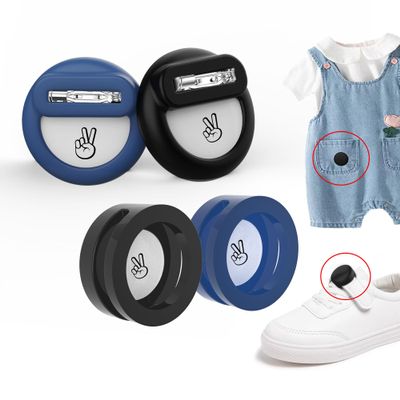 Air Tag Holder for Kids (4 Pack) Hidden AirTag Case with Invisible Pin for Child Cloth, Pants & Silicone GPS Tracker Protective Cover for Toddlers, Elderly ShoelacesDark Blue&Black&Dark Blue&Black