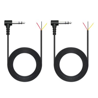 6.35mm Male Jack to Bare Wire Open End Audio Cable 6FT, Right Angle TRS 3 Pole Stereo 1/4" 6.35mm Male Jack Audio Connector Adapter, for Speaker Microphone 6.35mm Male Plug Replacement DIY Repair 2Pcs