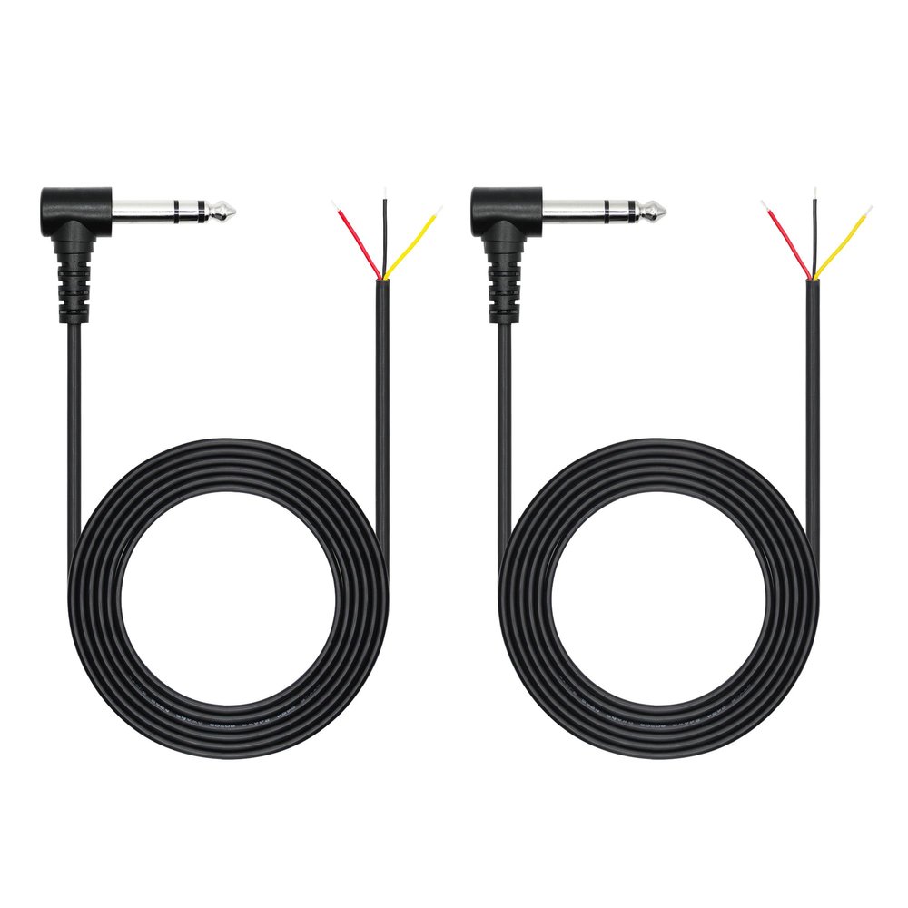 6.35mm Male Jack to Bare Wire Open End Audio Cable 6FT, Right Angle TRS 3 Pole Stereo 1/4" 6.35mm Male Jack Audio Connector Adapter, for Speaker Microphone 6.35mm Male Plug Replacement DIY Repair 2Pcs