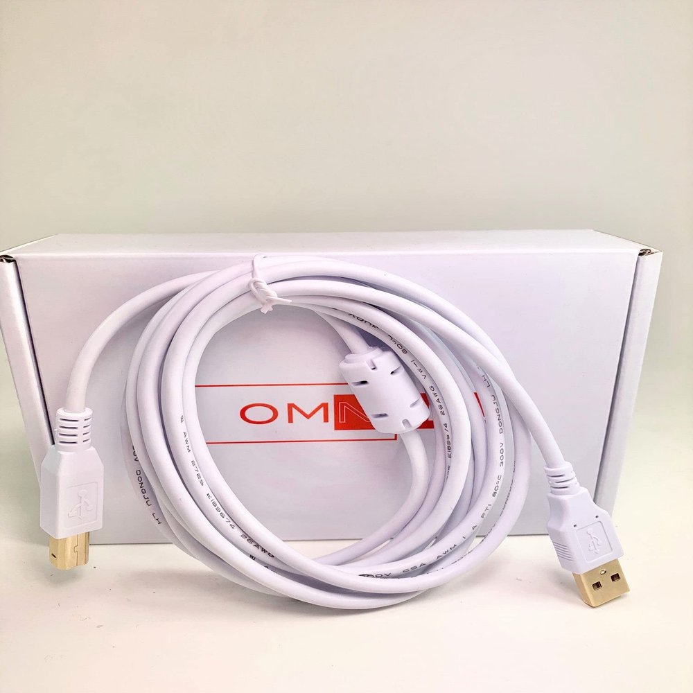 OMNIHIL White 8FT High Speed USB 2.0 Cable Compatible with Zebra 2824, 2844, 3842, HT146 Thermal Label Printer