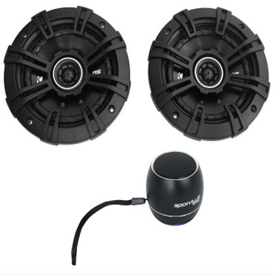 Audiosavings Bundle: (2) Kicker 43DSC504 DSC50 200 Watt 5.25" 5 1/4" 2-Way Car Audio Speakers Bundle with (1) Rockville RPB2-BLACK Handheld Wireless Portable Bluetooth Speaker (3 Items)
