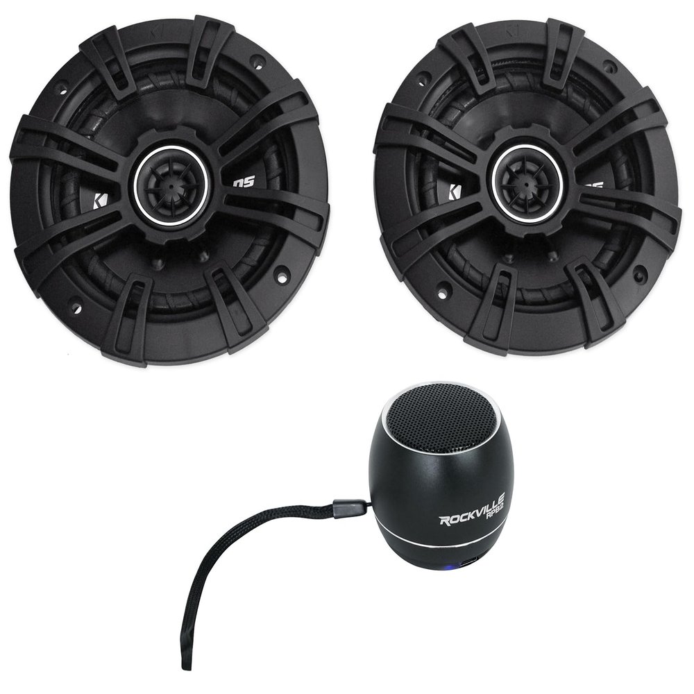 Audiosavings Bundle: (2) Kicker 43DSC504 DSC50 200 Watt 5.25" 5 1/4" 2-Way Car Audio Speakers Bundle with (1) Rockville RPB2-BLACK Handheld Wireless Portable Bluetooth Speaker (3 Items)