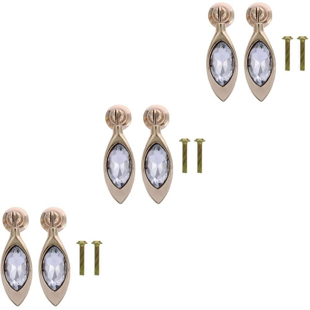 MaikOn Wardrobe knobs, 6 Pcs Gold Trim Home Furniture Glass knobs Crystal Cabinet knobs Diamond Door knobs Crystal Furniture knobs Zinc Alloy Home Cabinet knob knobs Glass Cabinet, Silver