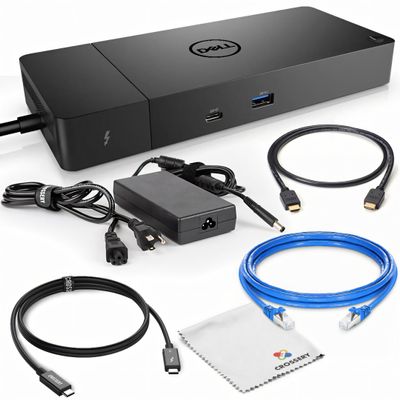 Crossery Dell WD19TBS Thunderbolt Docking Station Bundle - Complete Package with Dell 19TBS Universal Dock, 180W Power Adapter, HDMI & Ethernet Cables, USB-C Cable, Dual Monitor Support (Renewed)