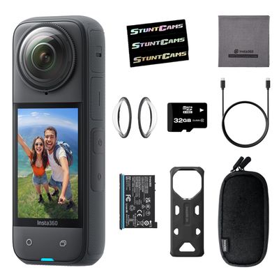 Insta360 X4 - Waterproof 8K 360 Action Helmet Camera with 32GB SD Card, 4K Wide-Angle Video, Invisible Selfie Stick Effect Lens Guards, 135 Min Battery Life, Sports, Content, Travel, Outdoor Creator