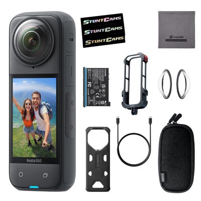 Insta360 X4 - Waterproof 8K 360 Action Helmet Camera with Protective Utility Frame Kit, 4K Wide-Angle Video, Invisible Selfie Stick Effect Lens Guards, Sports, Content, Travel, Outdoor Creator