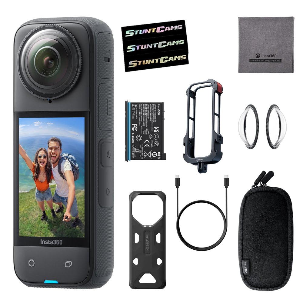 Insta360 X4 - Waterproof 8K 360 Action Helmet Camera with Protective Utility Frame Kit, 4K Wide-Angle Video, Invisible Selfie Stick Effect Lens Guards, Sports, Content, Travel, Outdoor Creator