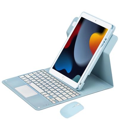 Case with Trackpad Keyboard for iPad 10.2 9th/8th/7th Generation 360 Rotating Keyboard Case for iPad Pro 10.5,Air 3rd Gen Pencil Holder Tablet Cover,Folio Stand Case,Detachable Keyboard (sky blue)