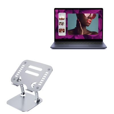 BoxWave Stand and Mount Compatible with Dell Inspiron 2-in-1 7445 - Executive VersaView Laptop Stand, Ergonomic Adjustable Viewing Angle Metallic Riser - Metallic Silver