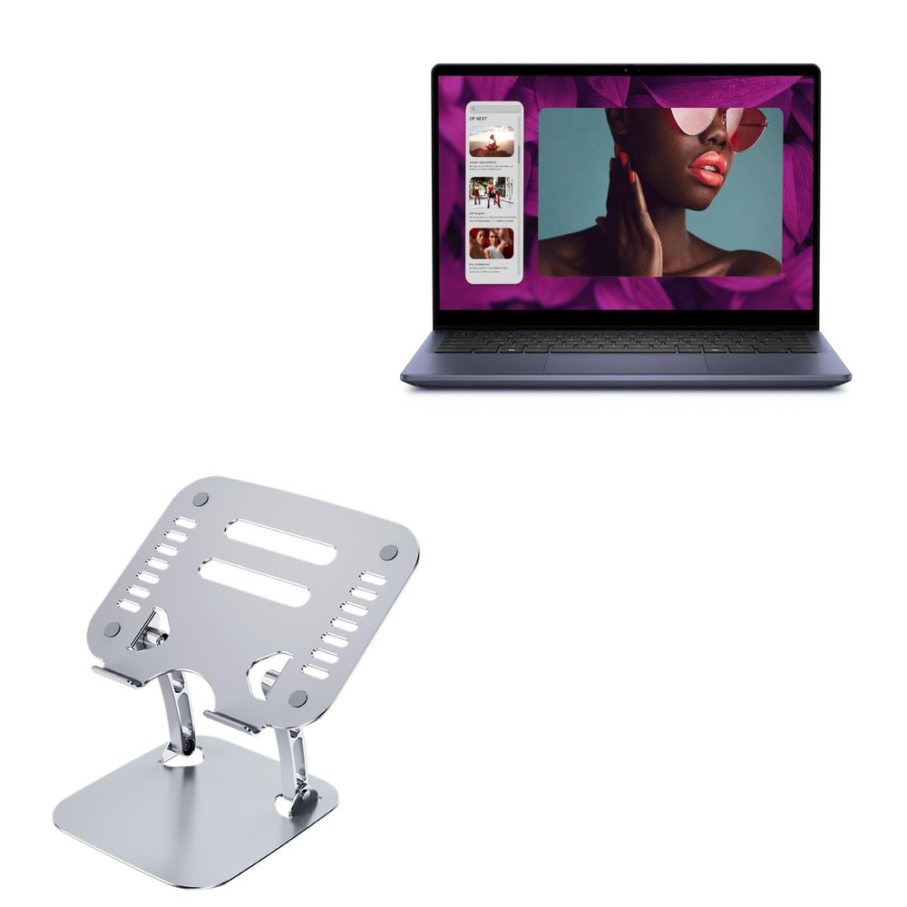 BoxWave Stand and Mount Compatible with Dell Inspiron 2-in-1 7445 - Executive VersaView Laptop Stand, Ergonomic Adjustable Viewing Angle Metallic Riser - Metallic Silver