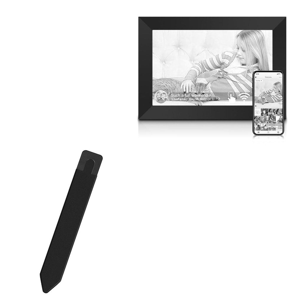 BoxWave Stylus Pouch Compatible with ryesug Digital Picture Frame 101 in - Stylus PortaPouch, Pen Stylii Holder Carrier Portable Self-Adhesive - Jet Black