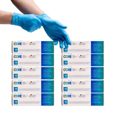 CORE Gloves Nitrile Disposable Latex free, Powder Free, Food Grade, Guantes,Lab, Cleaning, Auto mechanic - 3-6 MIL (Box/Case)