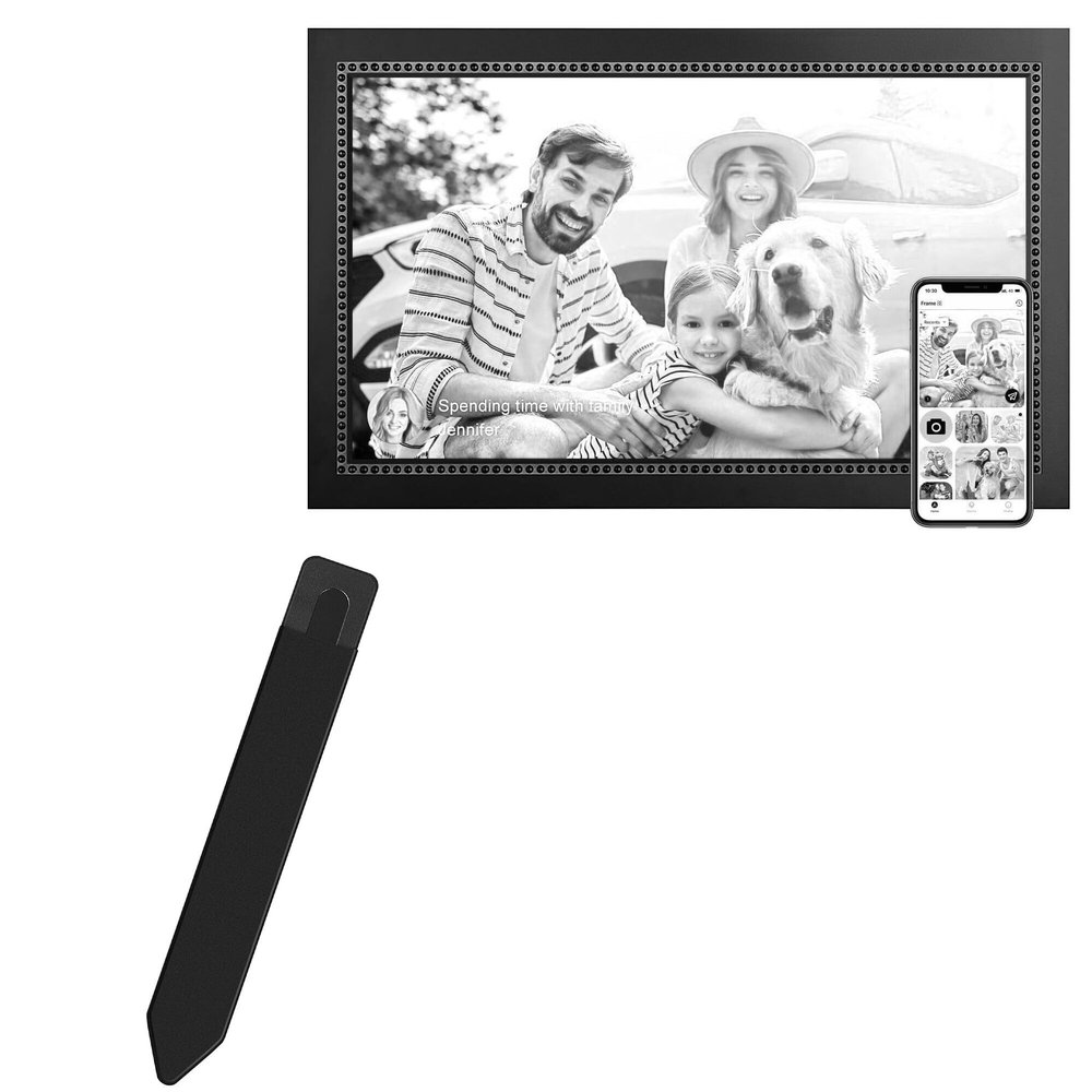 BoxWave Stylus Pouch Compatible with ryesug Digital Picture Frame 15.6 in - Stylus PortaPouch, Pen Stylii Holder Carrier Portable Self-Adhesive - Jet Black